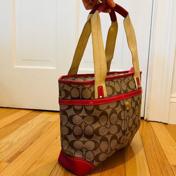 Y2K 2000 Hobo Coach Heritage Signature Stripe Pink/Tan Tote Bag Vintage - Picture 5 of 16